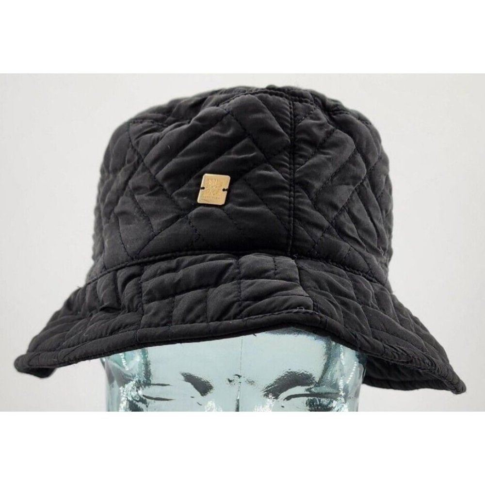 Anne Klein Womens Padded Quilted Fashion Bucket Hat One Size Black